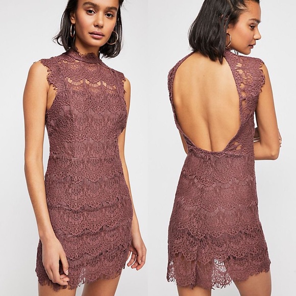 Free People Dresses & Skirts - Free People Mauve Daydream Lace Bodycon Dress